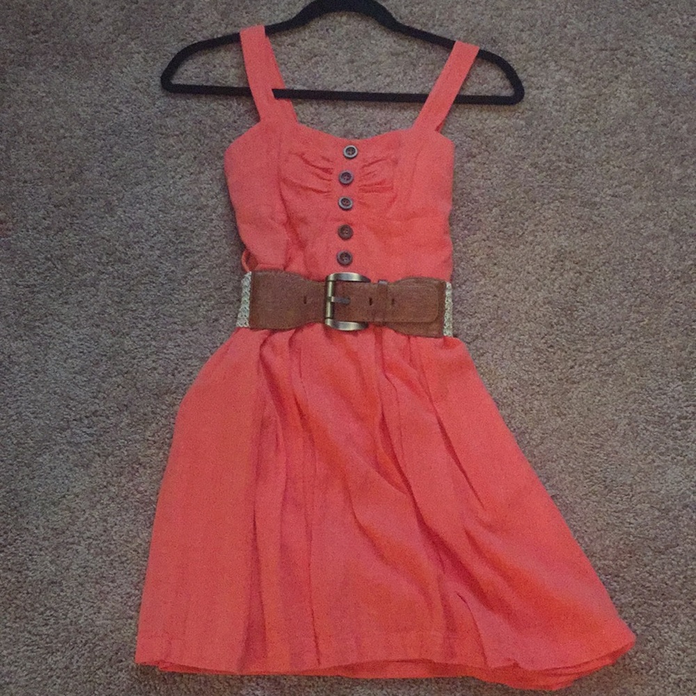 Orange fit and flare casual dress size XS
